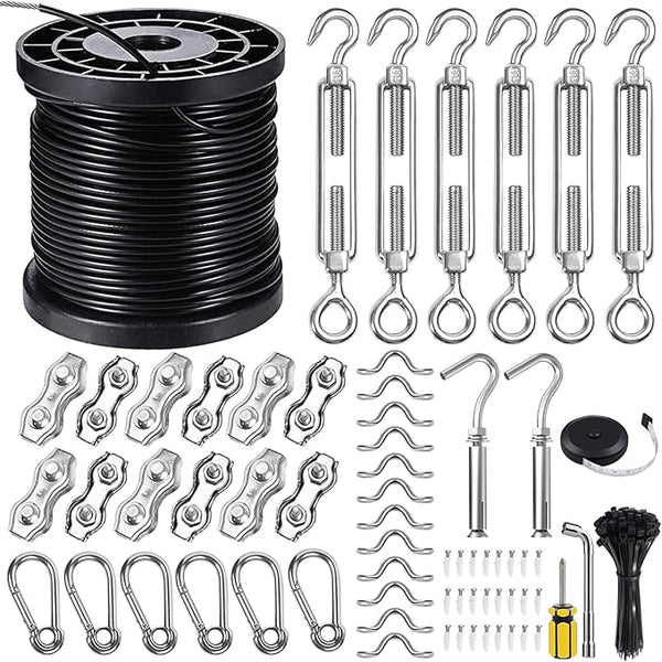 BLIKA String Light Hanging Kits, 300FT Coated Stainless Steel 304 Wire Rope, Outdoor Light Guide Wire, Globe String | Lumora