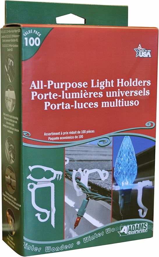 Adams Christmas 9040-99-1630 All Purpose Light Holder, 100-Pack,white