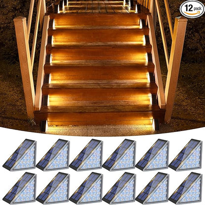 VOLISUN Solar Step Lights for Outside, Solar Stair Lights Outdoor Waterproof IP67, LED Outdoor Step Light, 80 Lumen, Deck Light for Outside, Front Porch and Patio(Black,12 Pack)