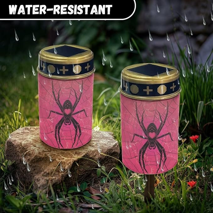 Spiders Solar Lights,Stake Lights, Outdoor Waterproof Memorial Day Decorations Halloween Lights for Garden Yard Pathway Grave