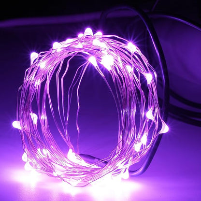 Karlling USB Plug in Fairy Lights,50 LED 16Ft Starry String Lights, USB Powered Romantic Lights for Valentine's Day, Bedroom, Wedding, Party(2Pack,Pink)