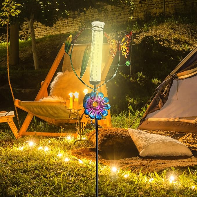 Luxshiny Solar Garden Decorative LED Stake Lamp Outdoor Solar Powered Lawn Path Lights for Yard and Patio