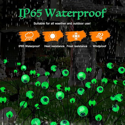 Flumy Halloween Decorations Outdoor, 2 Pack 16LED Solar Eyeball Lights, Scary Decor Lights Waterproof, for Backyard Landscape Lawn Solar Lightning, Garden Pathway Halloween Party Yard Patio