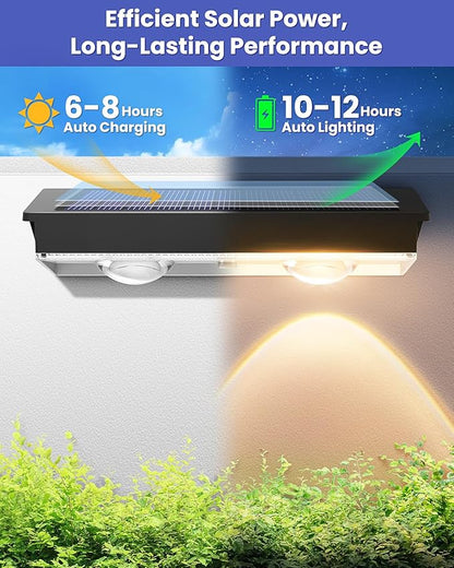 Solar Fence Lights Outdoor, 10 Pack Warm White/RGB Fence Solar Lights with 2 LED, IP65 Waterproof, Backyard Patio Decor for Deck, Wall, Railing, Pool, Stair