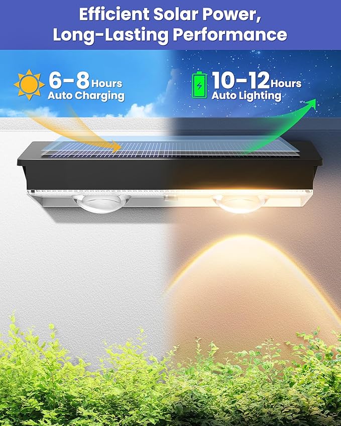Solar Fence Lights Outdoor, 10 Pack Warm/Neutual/Cool White Fence Lights Solar Powered with 2 LED, IP65 Waterproof, Deck Lighting for Backyard, Patio, Wall, Railing, Pool, Stair