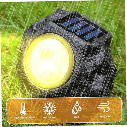 Solar Rock Lights for Outside 2PCS Waterproof Realistic Stone Solar Spotlight with LED Warming Lighting Ground Lights for Pathway Walkway Yard Garden Decorations 5.9x4.7x4.7 Inch