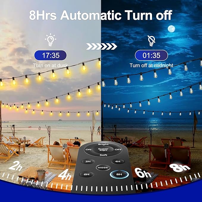 Stright 55FT Solar String Lights Outside Remote Control with USB Charging Port E12 S14 Bulbs, 55 Feet 17 Lamp Outdoor Solar Power Dimmable LED Bulbs for Patio Garden Market Bistro Backyard