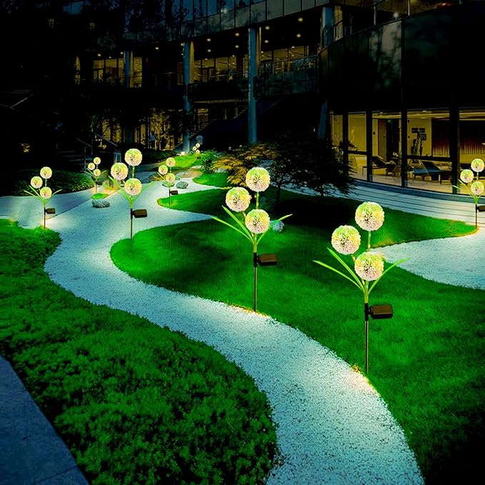 Solar Garden Lights Decorative Dandelion with 36 Colorful LED for Christmas Decor - IP65 Waterproof Solar Lights Outdoor (2-Pack)