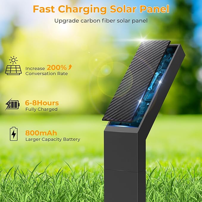 Solar Pathway Lights Outdoor 6Pack, 3 Color in 1 Auto On/Off Walkway Lights, 2 Heights, 12H Lasting, IP65 Waterproof Solar Powered Landscape Lighting for Garden, Yard, Driveway.