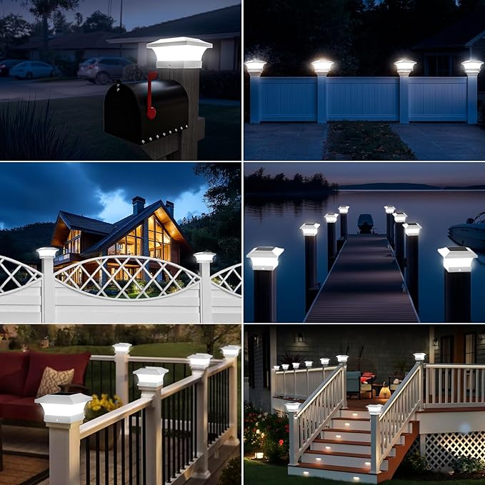 T-SUN Solar Post Cap Lights, Waterproof Outdoor Solar Powered Deck Fence Post Lights for 4 X 4 Wooden/Vinyl Posts | Lumora