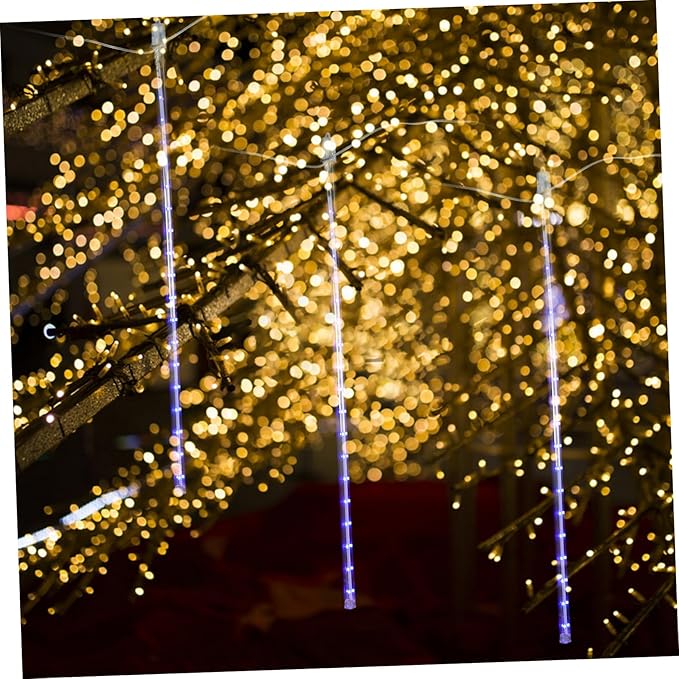 Uonlytech 1set Solar-Powered Led Shower Lights Outdoor String Lights for Christmas Wedding and Party Decoration Tubes Remote Control Modes