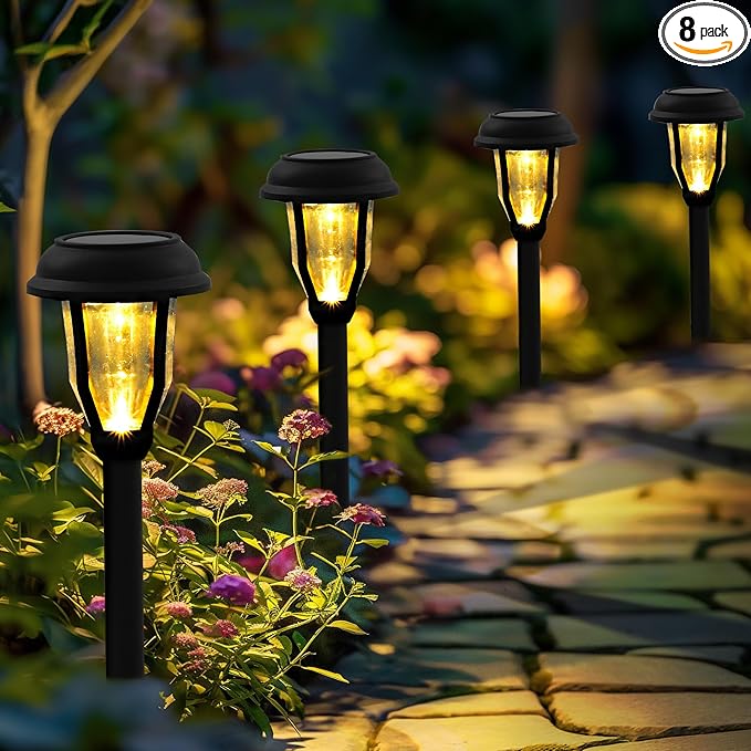 SOLPEX 8 Pack Solar Pathway Lights, Solar Path Lights Waterproof, Solar Garden Lights Outdoor for Garden, Yard, Pathway, Landscape, Walkway and Driveway (Warm White)