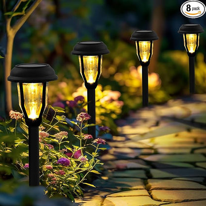SOLPEX 8 Pack Solar Pathway Lights, Solar Path Lights Waterproof, Solar Garden Lights Outdoor for Garden, Yard, Pathway, Landscape, Walkway and Driveway (Warm White)