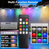 LumiZen Solar Deck Lights 8 Pack, 12 Modes RGB Color with Remote Dimmable Solar Fence Lights Outdoor Led Powered | Lumora