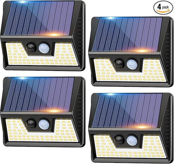 4 Pack Solar Motion Lights Outdoor, Waterproof Fence Lights Solar Powered with 3 Lighting Mode, Cold White LED Step | Lumora