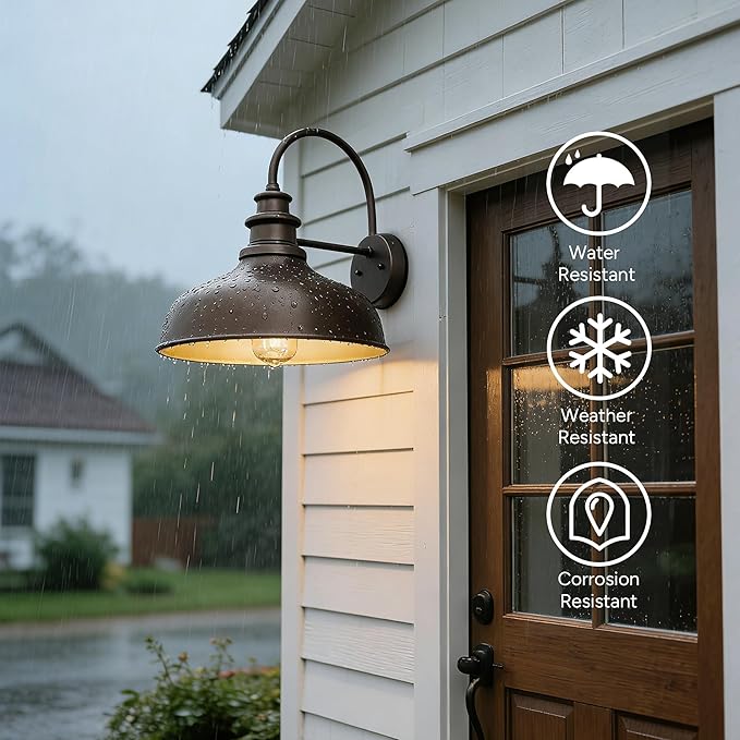 Bestshared Outdoor Barn Light,Outdoor Wall Sconce, Farmhouse Porch Wall lamp, Anti-Rust Front Door Lighting Fixture for House, Doorway, Patio, Garage (ORB+Gold, 2pack)