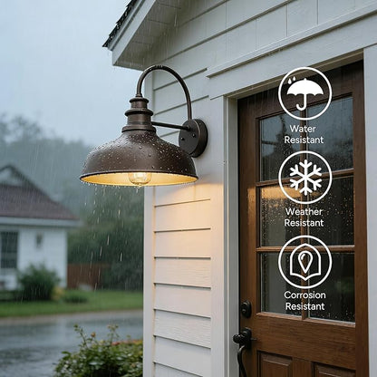 Bestshared Outdoor Barn Light,Outdoor Wall Sconce, Farmhouse Porch Wall lamp, Anti-Rust Front Door Lighting Fixture for House, Doorway, Patio, Garage (ORB+Gold, 2pack)