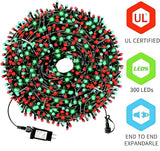 105FT 300 LEDs Red Green Christmas Lights Outdoor Indoor, Christmas Tree Lights Party Decorations, 8 Lighting Modes | Lumora