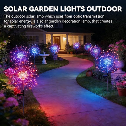 Solar Garden Lights Outdoor,Waterproof Garden,2 Pack 200 LED Twinkling Firework Lights Decorative with 8 Modes,Decor for Yard Patio Pathway Lawn for Yard Outside Fairy Decorative (Colorama-2Pack)