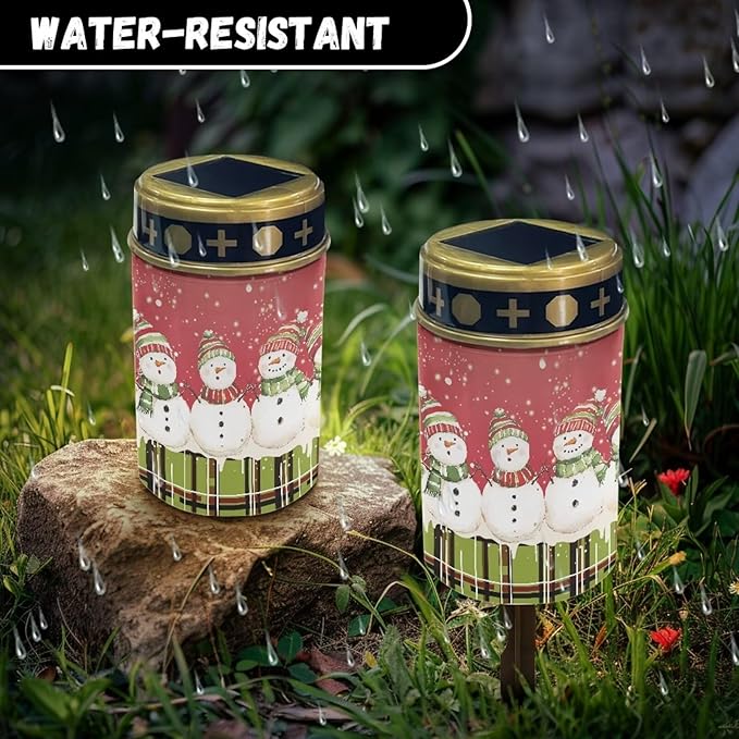 Snowman Solar Lights Outdoor Waterproof Flameless Memorial Cemetery Decorative Lights Christmas Home Decoration LED Solar Lighting Garden Landscape Stake for Lighting