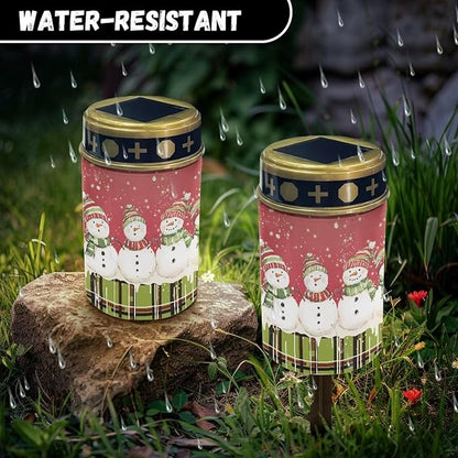 Snowman Solar Lights Outdoor Waterproof Flameless Memorial Cemetery Decorative Lights Christmas Home Decoration LED Solar Lighting Garden Landscape Stake for Lighting