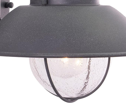 VAXCEL Harwich 8 in. H 1-Light Textured Gray Coastal Outdoor Wall Sconce Made of Durable Steel, Clear Seeded Glass Shade, LED Compatible, Use for Exterior Porch Patio Front Door or Garage