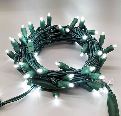 Christmas Lights 50 Cool White LED 25FT Mini LED String Lights, 120V UL, Green Wire Xmas Lights for Indoor & Outdoor Use, Holiday Party Decorations,Trees, Light Displays