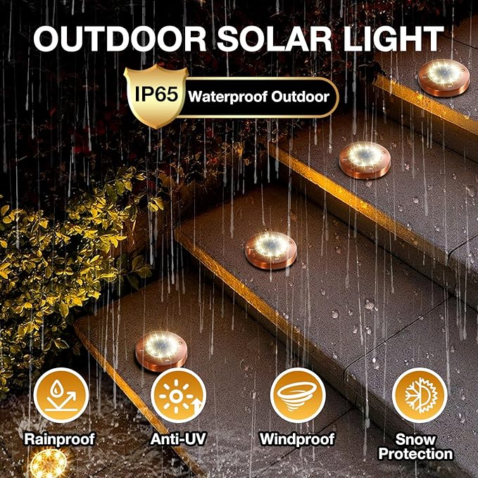 HOFLY Outdoor In-Ground Solar Landscape Lights - 8 Pack, 12 LED, White Light for Pathway, Yard, Patio, Walkway | Lumora
