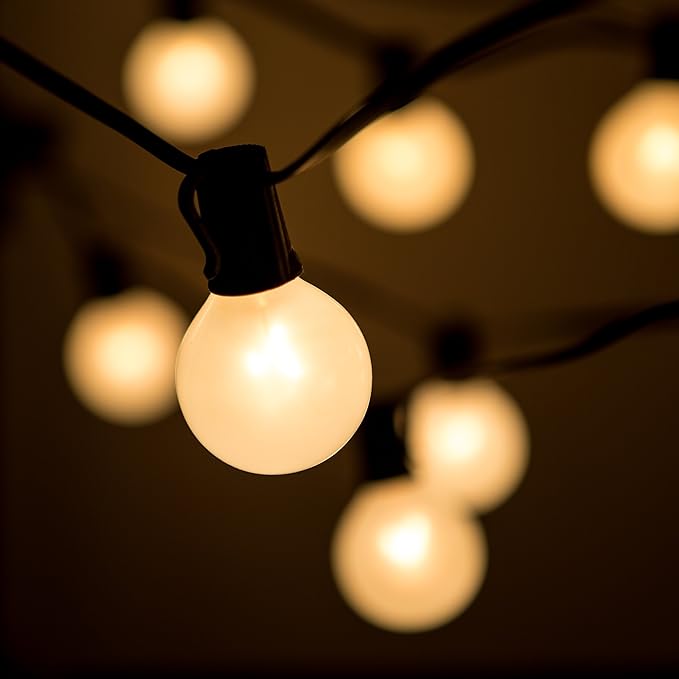 Hometown Evolution, Inc. White Pearl Outdoor Patio Globe String Lights (25 Foot, G50 White Pearl 2" Bulbs +1 Free | Lumora