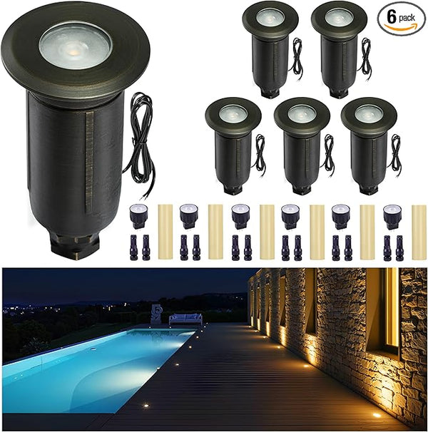 Gardenreet Brass Well Lights Low Voltage, 12V Flush Mount In Ground Landscape Lights with 2.5W 225LM MR8 LED Bulb | Lumora