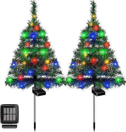 2026 New Solar Christmas Tree Lights Holiday Decorations, Outdoor Courtyards, Gardens, Lawns, Small Path Ligh, Atmosphere Light, 29.5-inch IP65 Waterproof LED Lights (2 PCS)