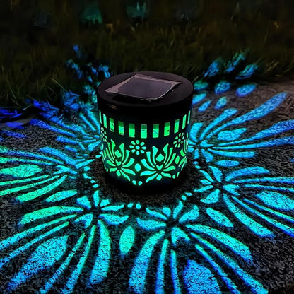 Solar Mandala Lights Outdoor Decorative - Waterproof Metal Mandala Solar Wall Lights, Artistic Fence & Step Lights for Garden, Patio, Backyard, Yard & Outdoor Home (4, Lotus-Warm Light)