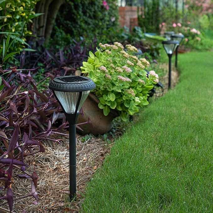Gama Sonic Premier Outdoor Pathway Garden Landscape Light with 2 Color LEDs, Warm White and Bright White, Black, Heavy Duty Cast Aluminum, 50 Lumens, 8-Pack (239iP890080)
