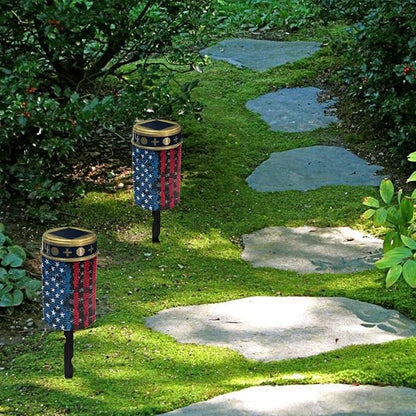 American Flag Solar Lights,Warm White Solar Pathway Lights Outdoor Waterproof Solar Garden Stake Lights Landscape Lighting for Yard Patio Flameless Stoplights,Wall Lights Auto On/Off