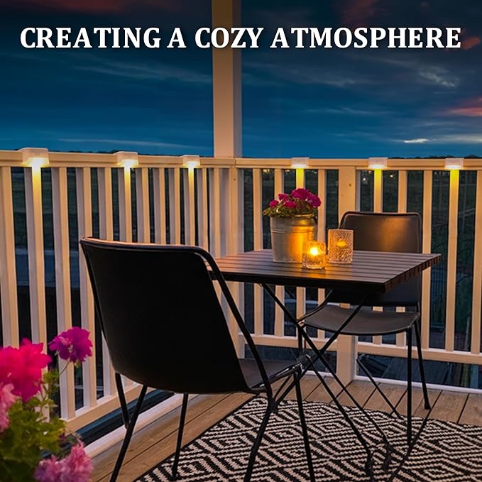 Solar Deck Lights Outdoor Waterproof, Solar Powered Fence Lights for Outside Stairs, Step, Yard, Patio, Garden and Pathway Decor(Warm White) 12Pack