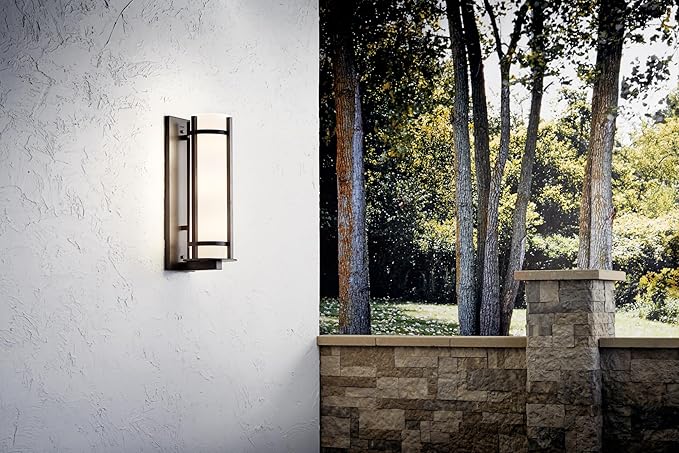 Kichler Camden 26" 3 Light Outdoor Wall Light with Opal Etched Glass in Anvil Iron | Lumora