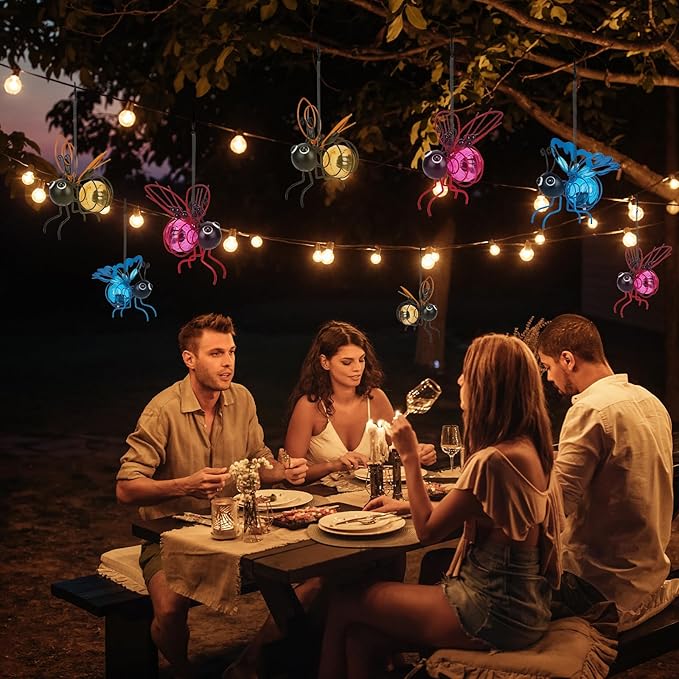 Solar Bees Lights Outdoor 2025 New Hanging Solar Garden Bee Outdoor Patio Garden Decor Simulation Bumble Solar Light for Christmas, Yard, Patio, Porch
