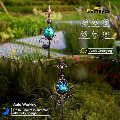 Garden Decor Solar Lights Outdoor Decorative Garden Stake Decorations for Outside Yard Patio Porch Lawn. Yard Art. (Blue Globe)