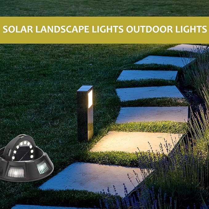 4pcs In-ground Solar Pathway Lights Outdoor Yard Walkway Lighting with 16 White LEDs and Rotatable Side Glow | Lumora