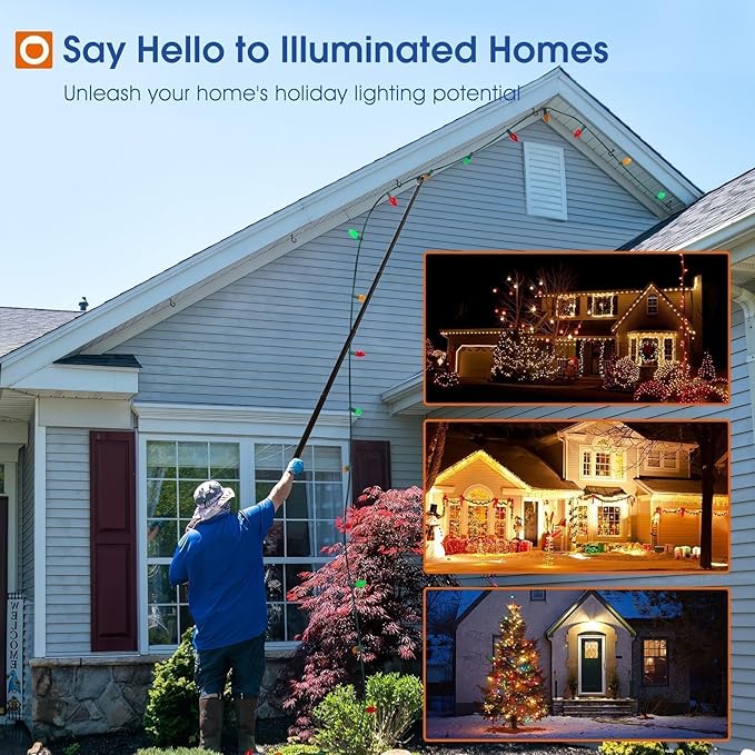 addlon 54(48+6) FT Solar String Lights and Telescopic Extension Pole