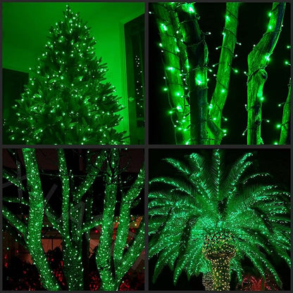 YULETIME 200 Green Christmas Lights, Pack of 2 Sets 33 Feet 100 Count UL Certified Incandescent String Lights (Green - Green Wire)