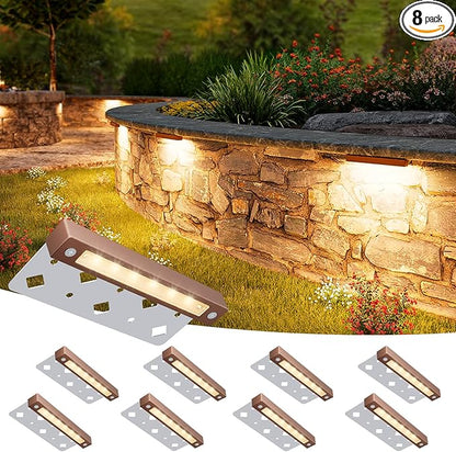 VOLISUN 8 Pack 7 Inch Retaining Wall Lights, Waterproof LED Hardscape Lighting, Cuttable Low Voltage Landscape Lighting, 12V Paver Lights, 3W Outdoor Step Lights, 2700K Soft White, ETL