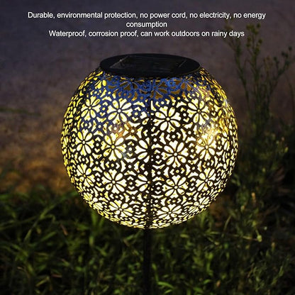 JEOZBM Solar Pathway Lights Decorative, Outdoor LED Solar Powered Landscape Lights, Metal Hollow Design Garden Lights for Lawn Patio Backyard