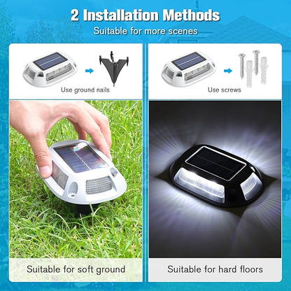 VOLISUN Solar Driveway Lights Dock Deck Lights 8 Pack,9 Colors in 1 Led IP67 Waterproof Outdoor Warning Step Light for Driveway Sidewalk Pathway RGB