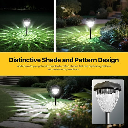 Ensenior 12-Pack Solar Lights Outdoor, 14.17" Auto ON/Off 6500K LED Solar Garden Lights for Pathway, Yard, Patio, Walkway, Planter, Waterproof, Energy-Efficient Landscape Lighting