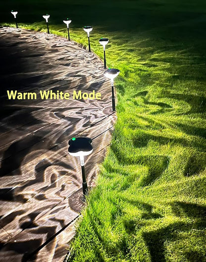 SFV 6 Pack Solar Pathway Lights Outdoor, Multicolor & Warm White Mode, Four-Leaf Clover, IP65 Waterproof, Auto On/Off, 1000mAh Landscape Lighting for Garden Yard Lawn Landscape