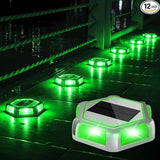 Green Solar Dock Lights Driveway Deck Lights - 12 Packs Waterproof Outdoor LED Aluminum Dock Lighting Warning Step | Lumora