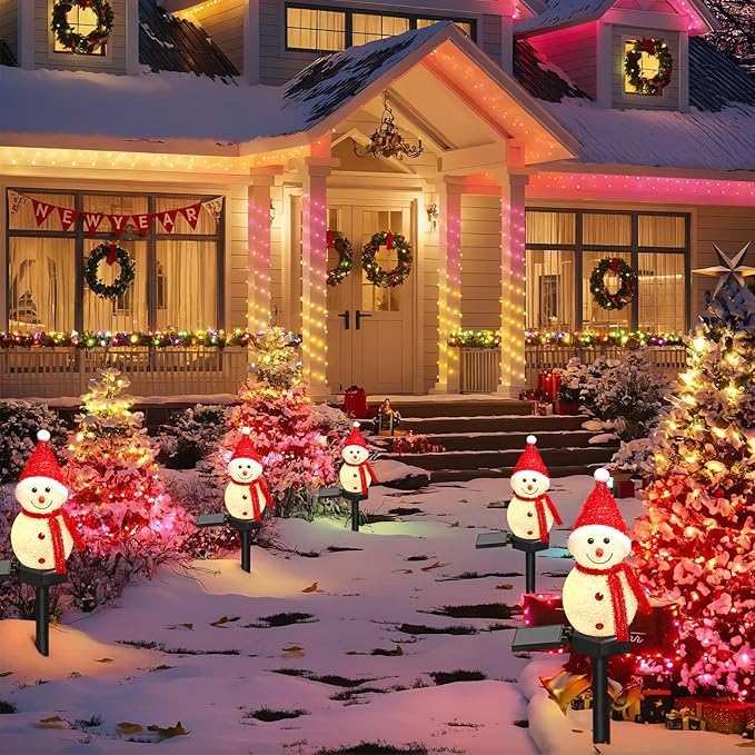 Solar Christmas Pathway Light，Set of 4 Solar Snowman Lights Waterproof Outdoor Christmas Decorations for Xmas | Lumora
