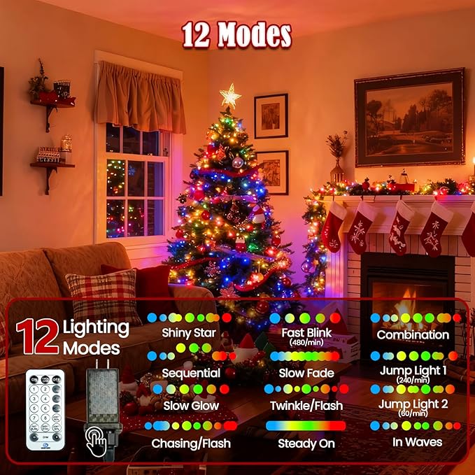 2026 New Voice Control 88ft 240LED Smart Christmas String Lights Outdoor/Indoor | String Lights with Remote, 12Modes, 7Voice Commands & Timers, Christmas Twinkle Light for Xmas Tree Decor (Multicolor)