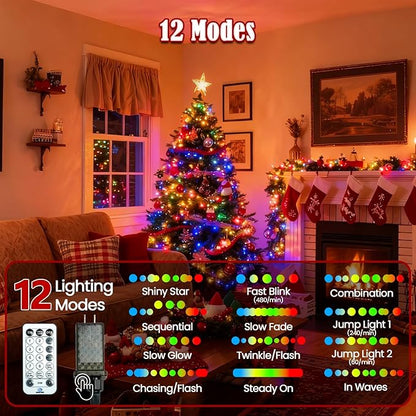 2026 New Voice Control 88ft 240LED Smart Christmas String Lights Outdoor/Indoor | String Lights with Remote, 12Modes, 7Voice Commands & Timers, Christmas Twinkle Light for Xmas Tree Decor (Multicolor)